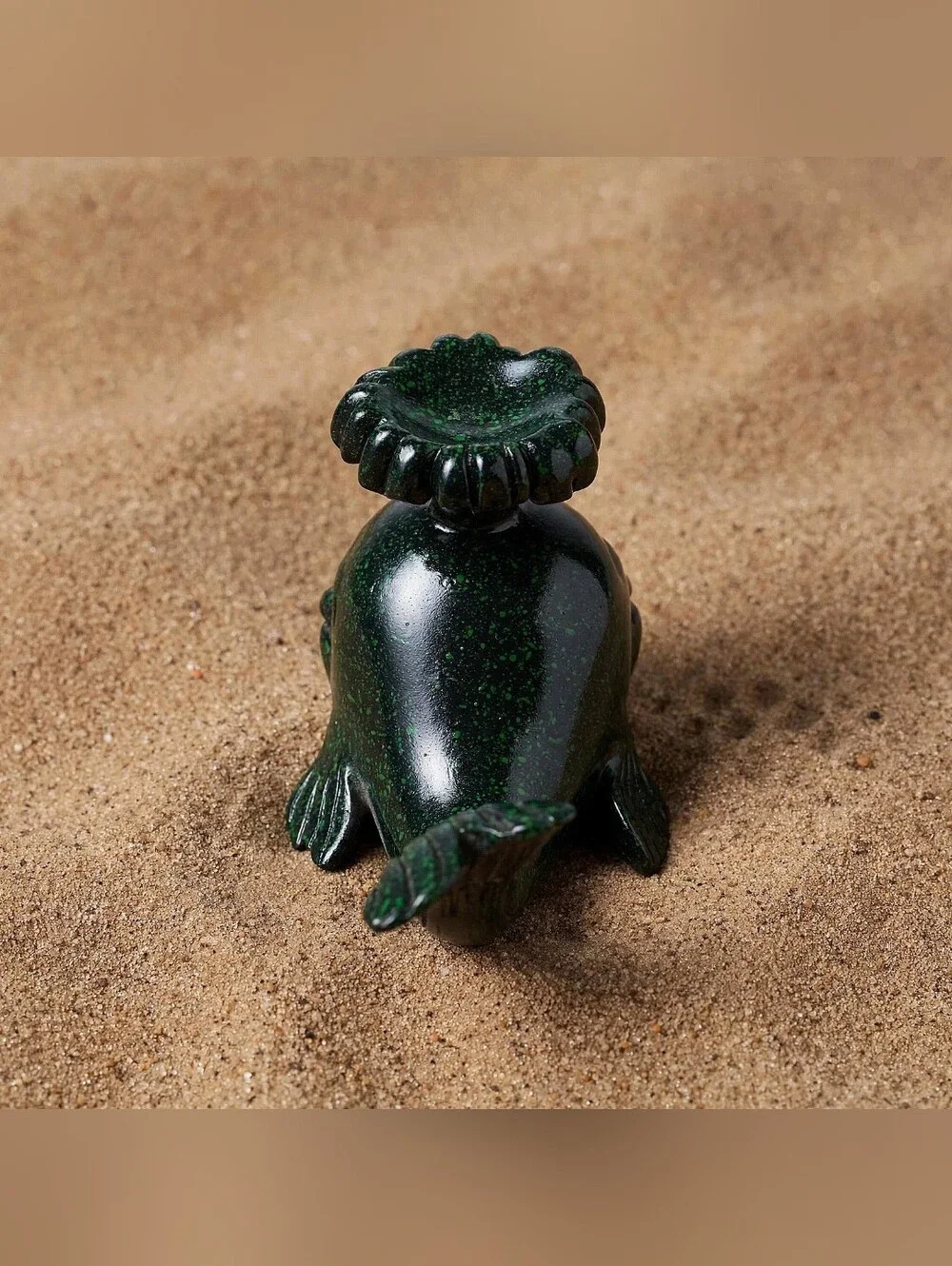 Whale Crystal Sphere Holder Stand, Green Resin Ocean Gemstone Display Pedestal